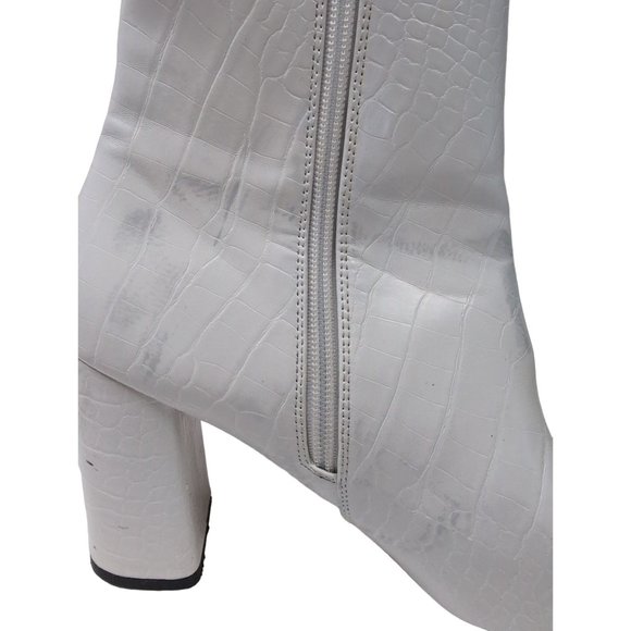 Nasty Gal Ankle Boots Booties Womens 6 White Croc Chunky Heel Pointed Toe - Picture 7 of 10